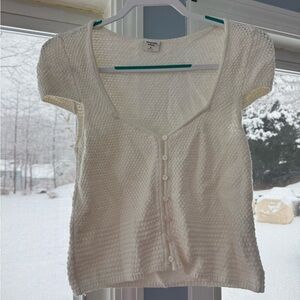 Abercrombie Cream Knit Button-Up Blouse